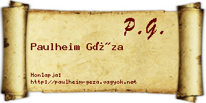 Paulheim Géza névjegykártya